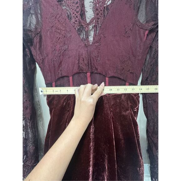 NWT Free People Marlie Garnet Lace Detailing Mini Burgundy Dress Women's XS - Picture 9 of 15